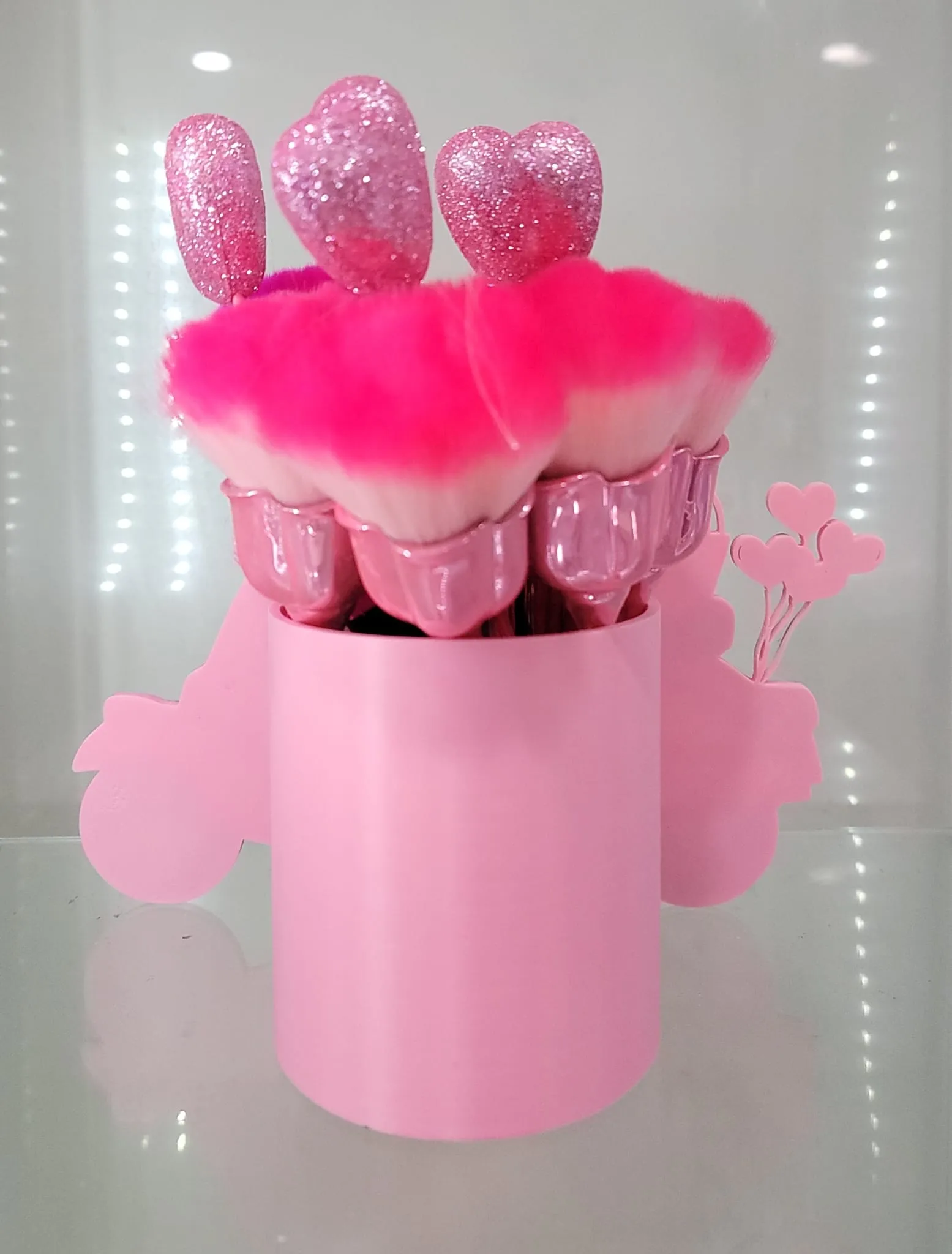 Pink Vespa Glam Brush Holder for Vanity Decor