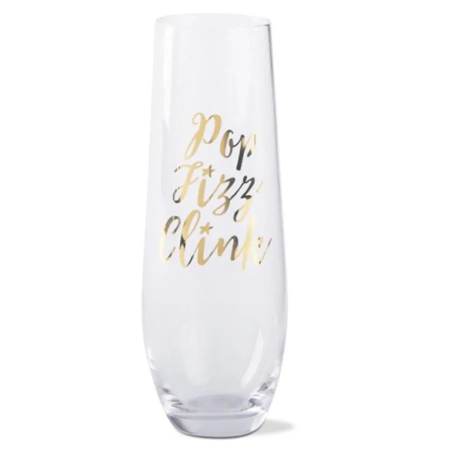 Pop Fizz Clink Stemless Flute Glasses