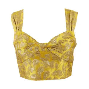 Prada Yellow Jacquard  Crop Top