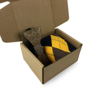 Premium Wooden Creative Handmade Bowtie with Matching Cotton Mens Blend Sock