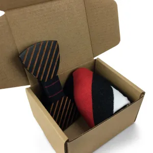 Premium Wooden Creative Handmade Bowtie with Matching Cotton Mens Blend Sock