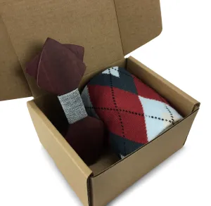 Premium Wooden Creative Handmade Bowtie with Matching Cotton Mens Blend Sock