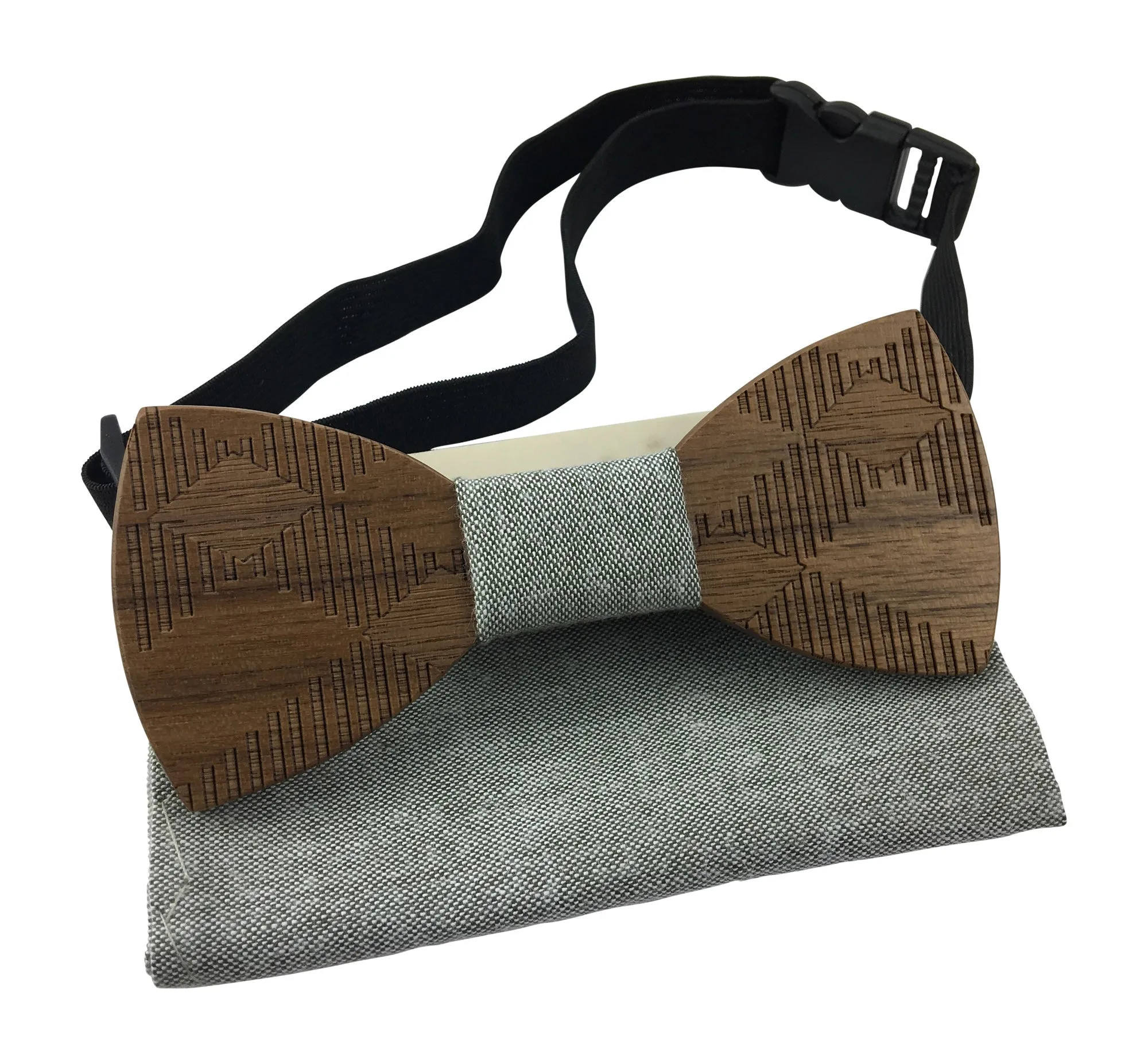 Premium Wooden Creative Handmade Bowtie with Matching Cotton Mens Blend Sock