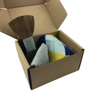 Premium Wooden Creative Handmade Bowtie with Matching Cotton Mens Blend Sock
