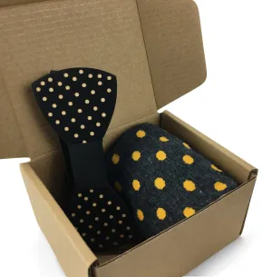 Premium Wooden Creative Handmade Bowtie with Matching Cotton Mens Blend Sock