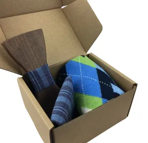 Premium Wooden Creative Handmade Bowtie with Matching Cotton Mens Blend Sock
