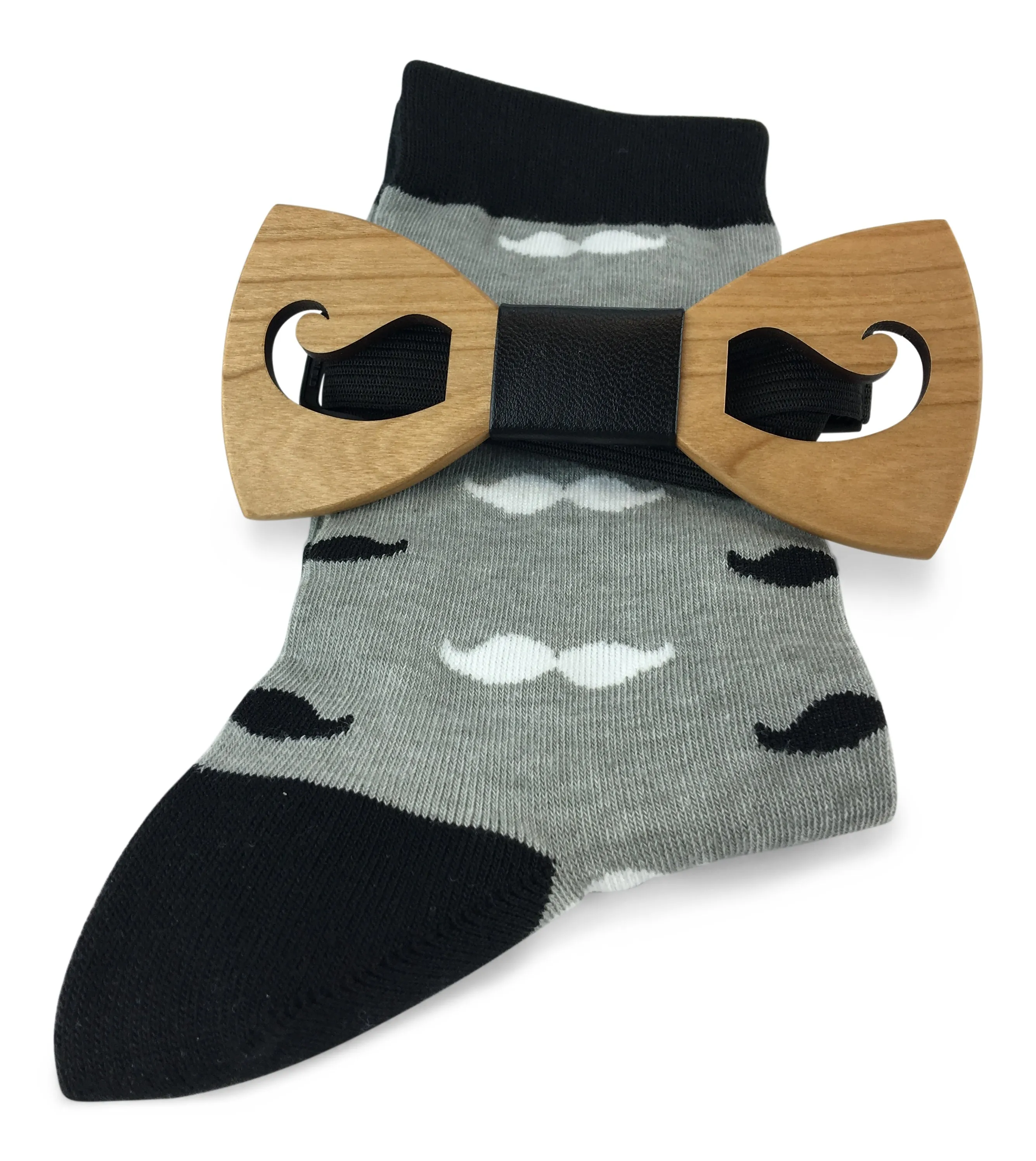 Premium Wooden Creative Handmade Bowtie with Matching Cotton Mens Blend Sock