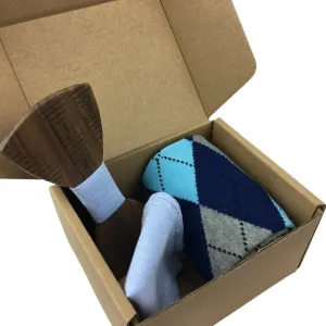 Premium Wooden Creative Handmade Bowtie with Matching Cotton Mens Blend Sock