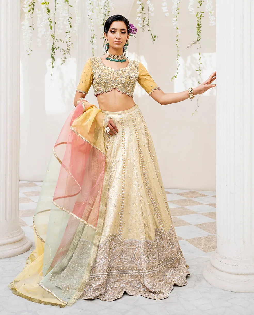 Premium Yellow Bridal Lehenga Choli and Dupatta Dress
