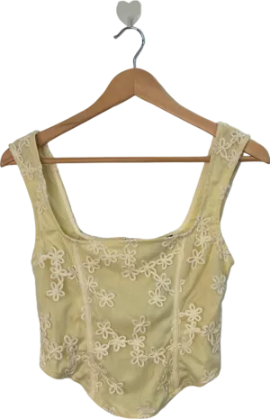 PrettyLittleThing Cream Floral Textured Corset Top Size 8