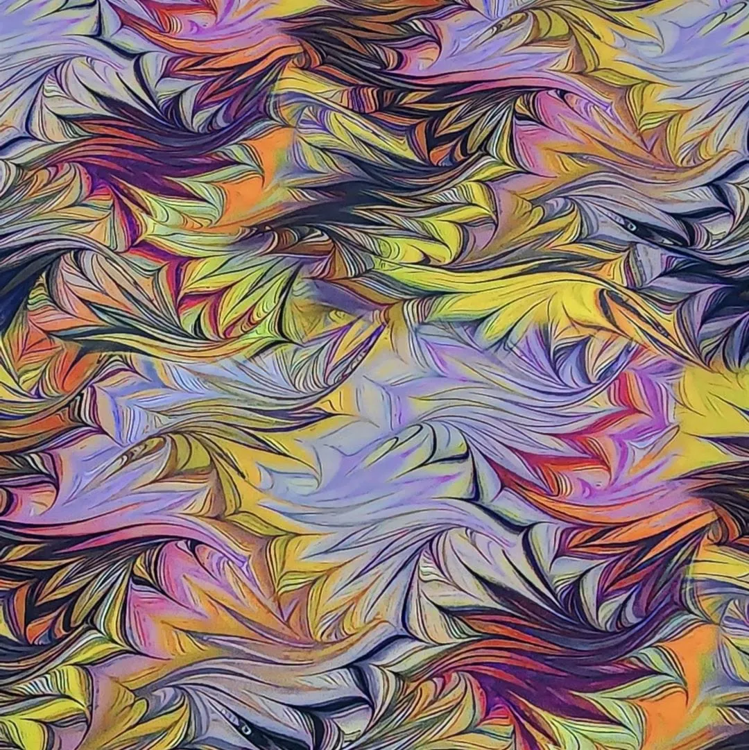 Printed Digital Armani Satin Fabric Yellow/Lilac 150cm