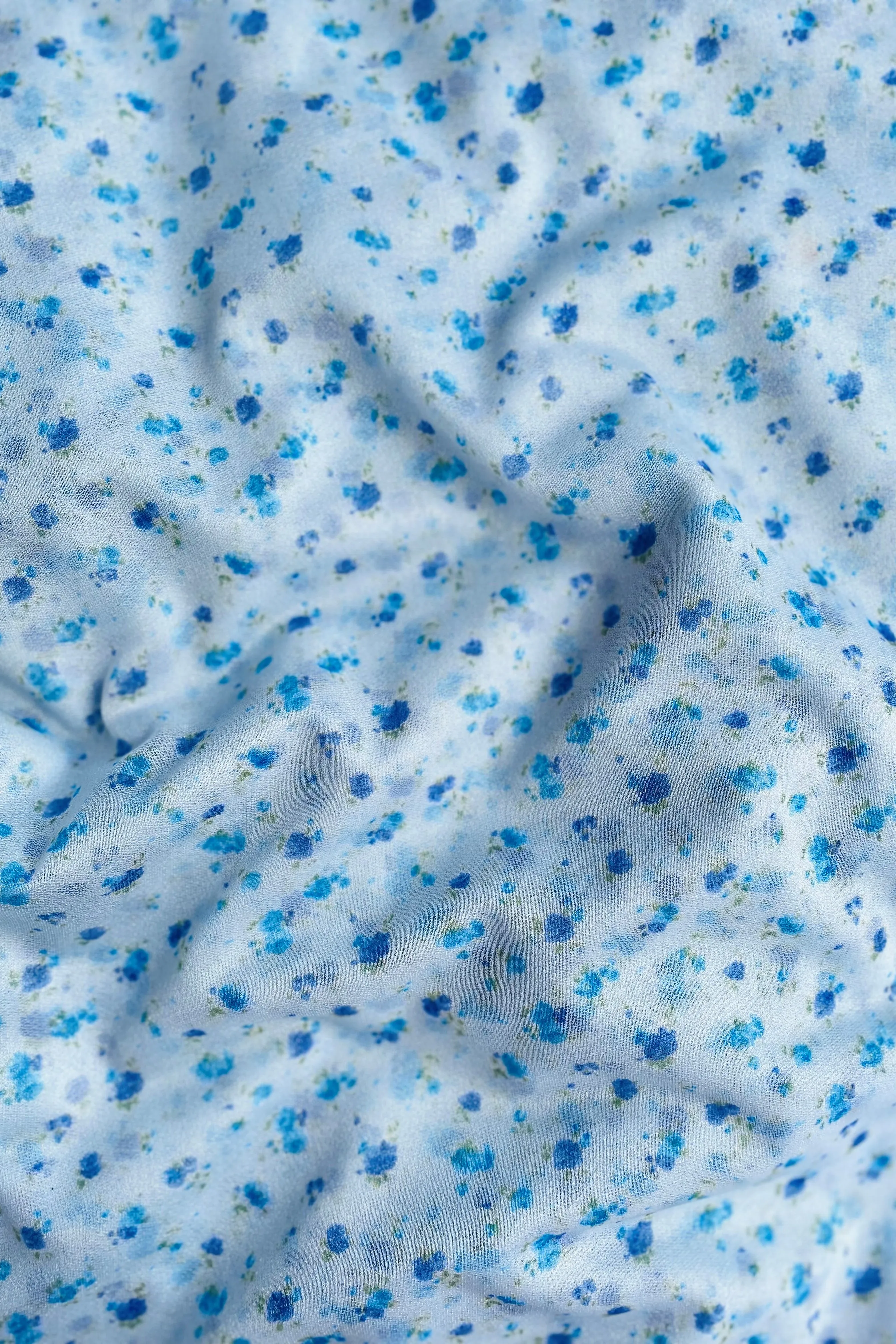 Printed Stretch Chiffon - Floral Blue