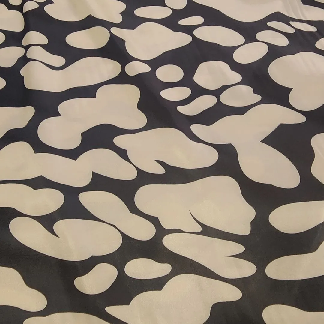 Printed Stretch Satin Black 150cm