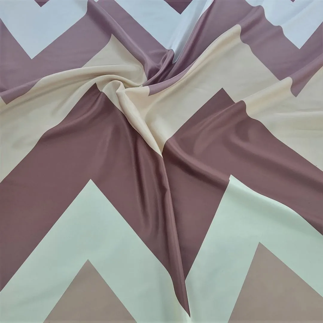 Printed Wave Satin Fabric Dusty/ Cream 150cm
