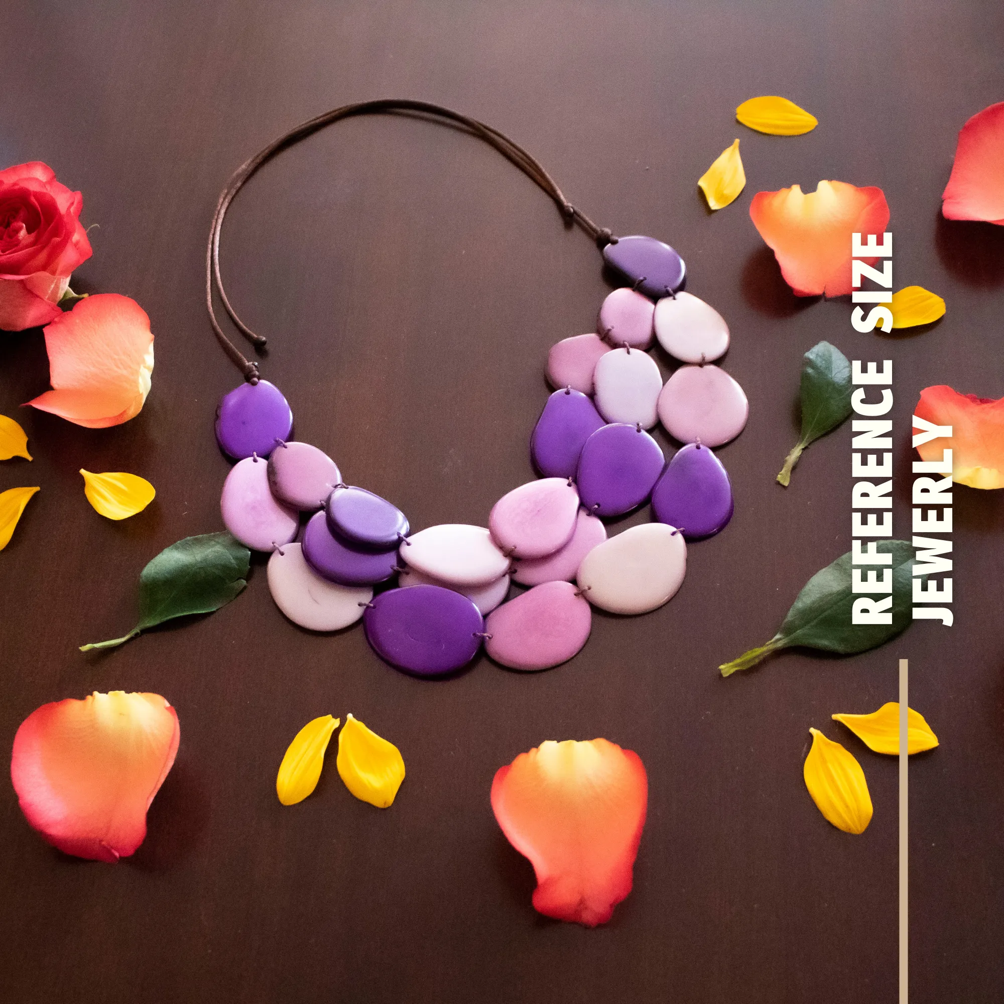 Purple Necklace Oval Shaped Petals Natural Jewelry