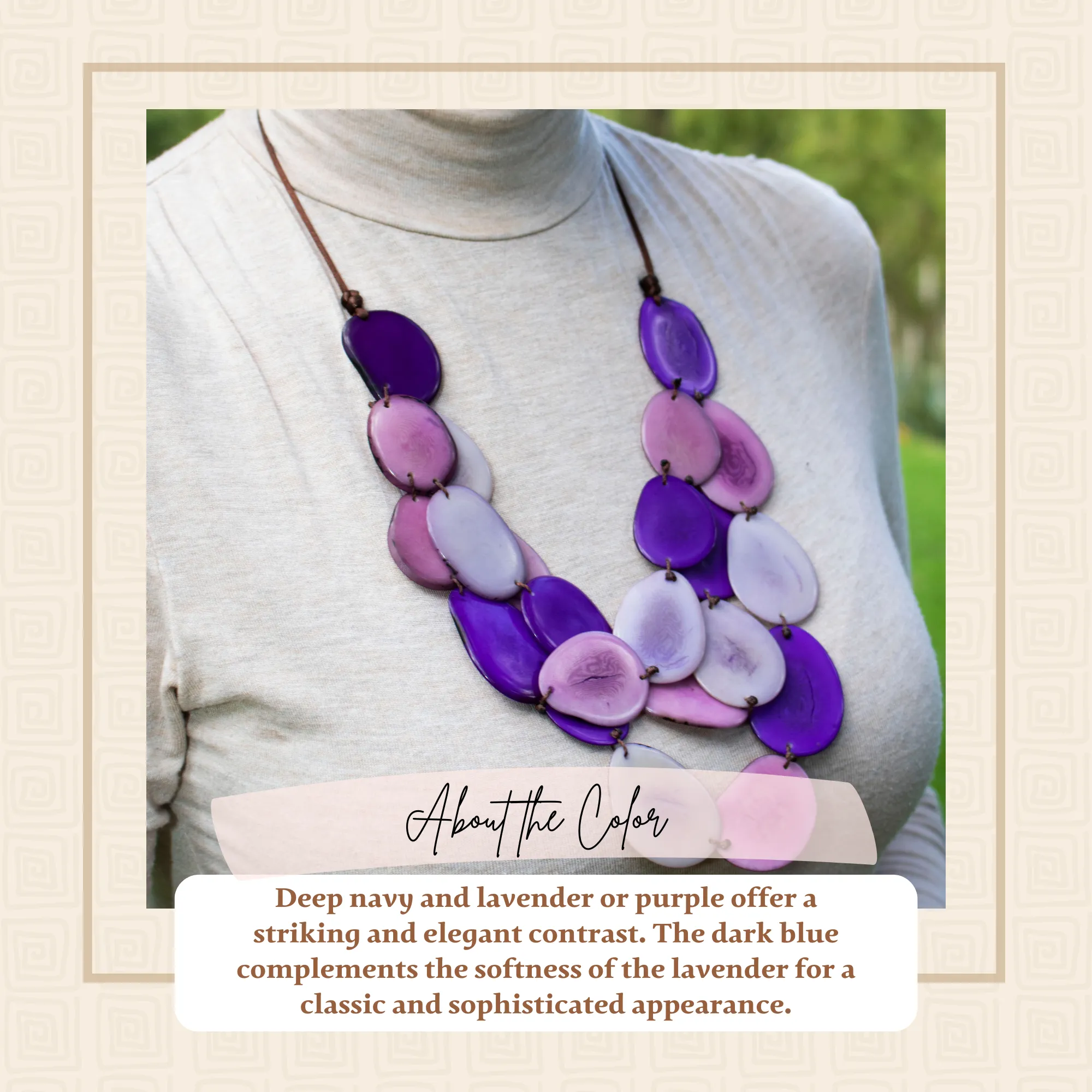 Purple Necklace Oval Shaped Petals Natural Jewelry