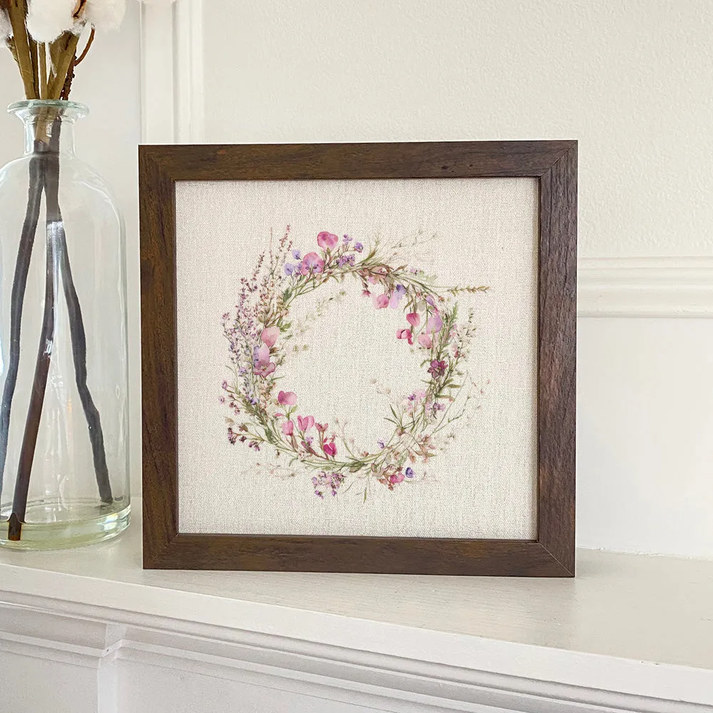 Purple Spring Wreath - Framed Sign