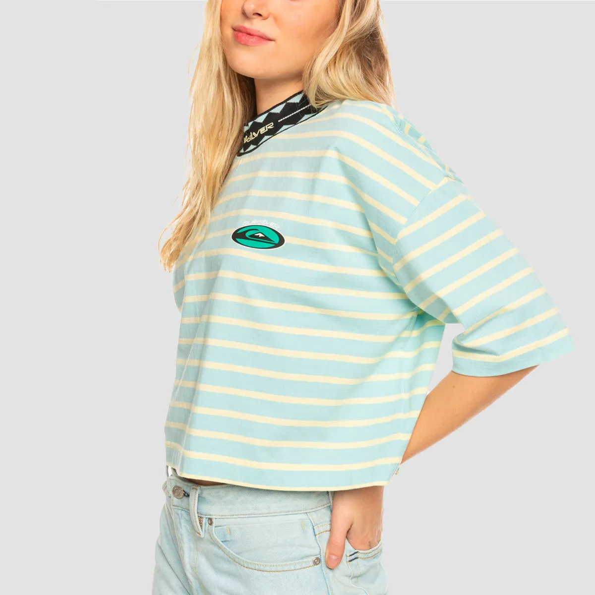 Quiksilver 90s Crop Longer Sleeve T-Shirt Crystal Blue 90s - Womens