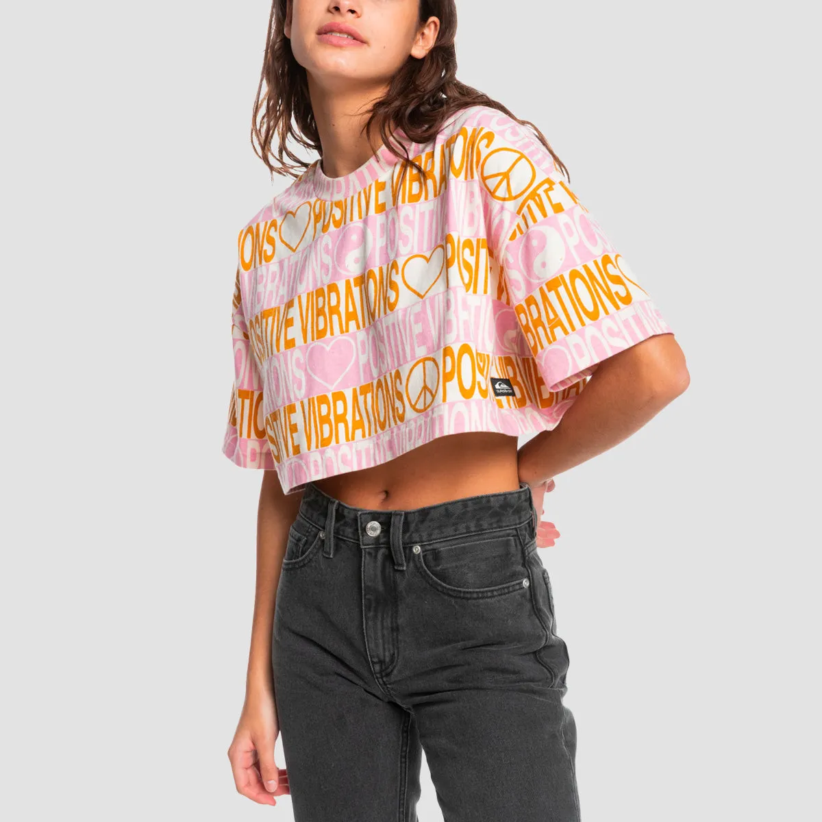 Quiksilver Maxi T-Shirt Antique White Jacquard Explore - Womens