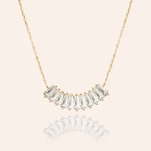"Baguette Illusions" 1.7CTW Baguette Curved Bar Necklace