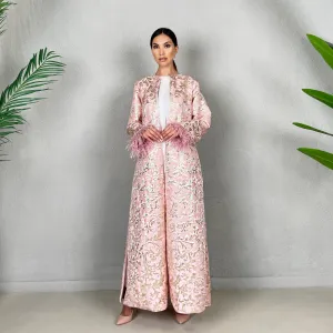 RAM22 BLUSH PINK BROCADE ABAYA