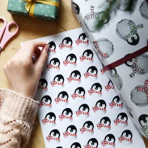 Recycled Baby Penguin Wrapping Paper Stickers