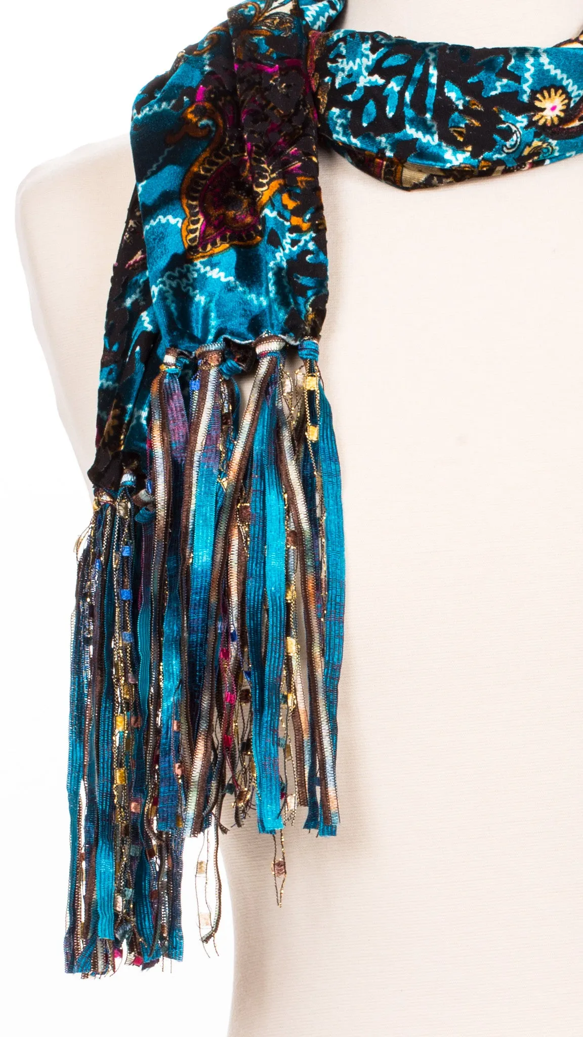 Retro Teal Swirl Velour Scarf