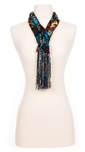Retro Teal Swirl Velour Scarf