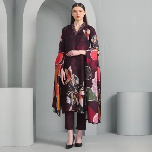 Rich Maroon Floral Design Salwar Suit