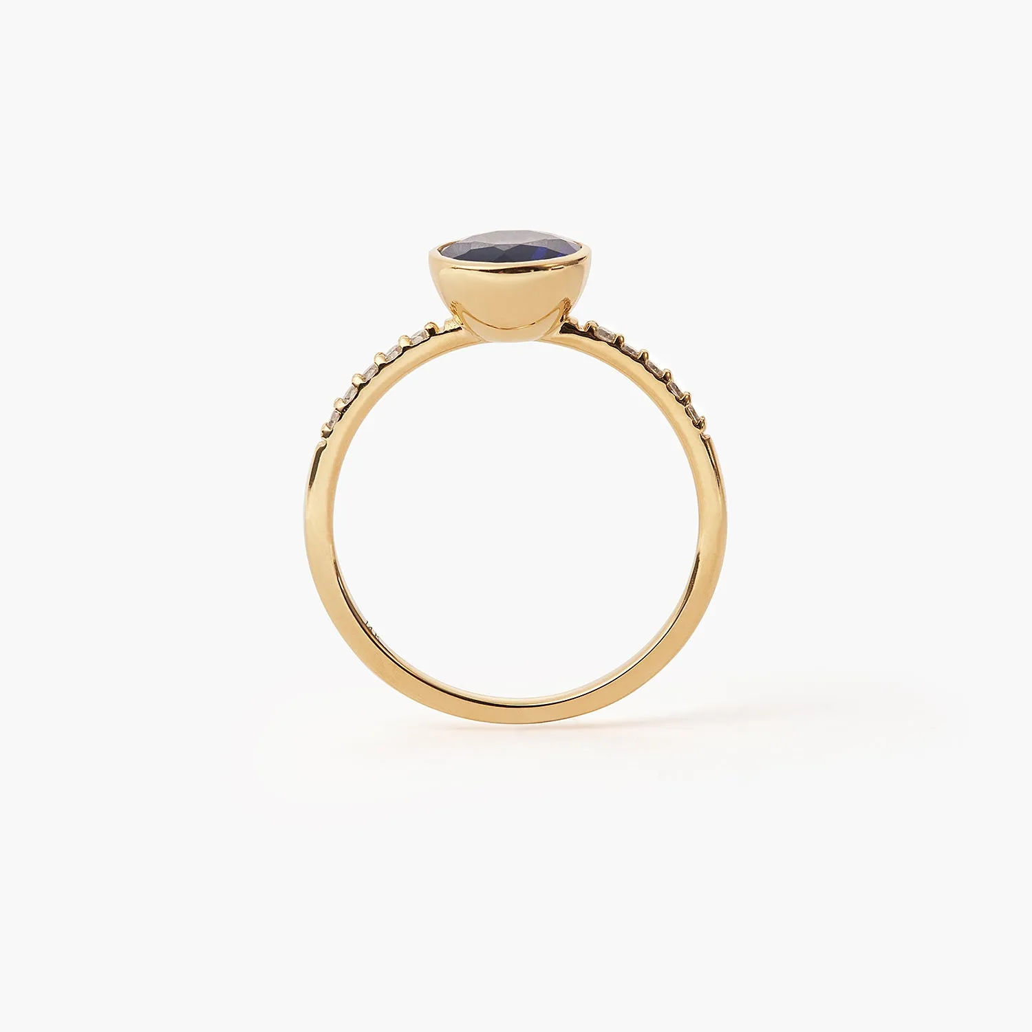 Round Blue Sapphire Engagement With Diamond Simple Vintage Ring