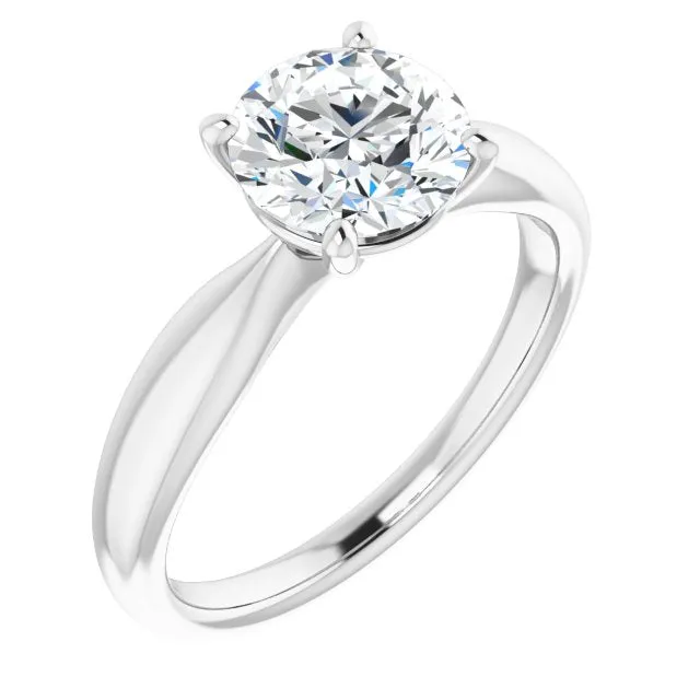 Round Diamond Four Prong Solitaire Engagement Ring