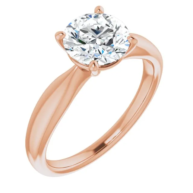 Round Diamond Four Prong Solitaire Engagement Ring