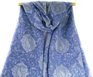 Royal Blue Paisley Pashmina Scarf Bohemian Shawl
