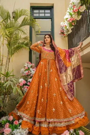Royal Front Open Pishwas Lehenga Pakistani Bridal Dress