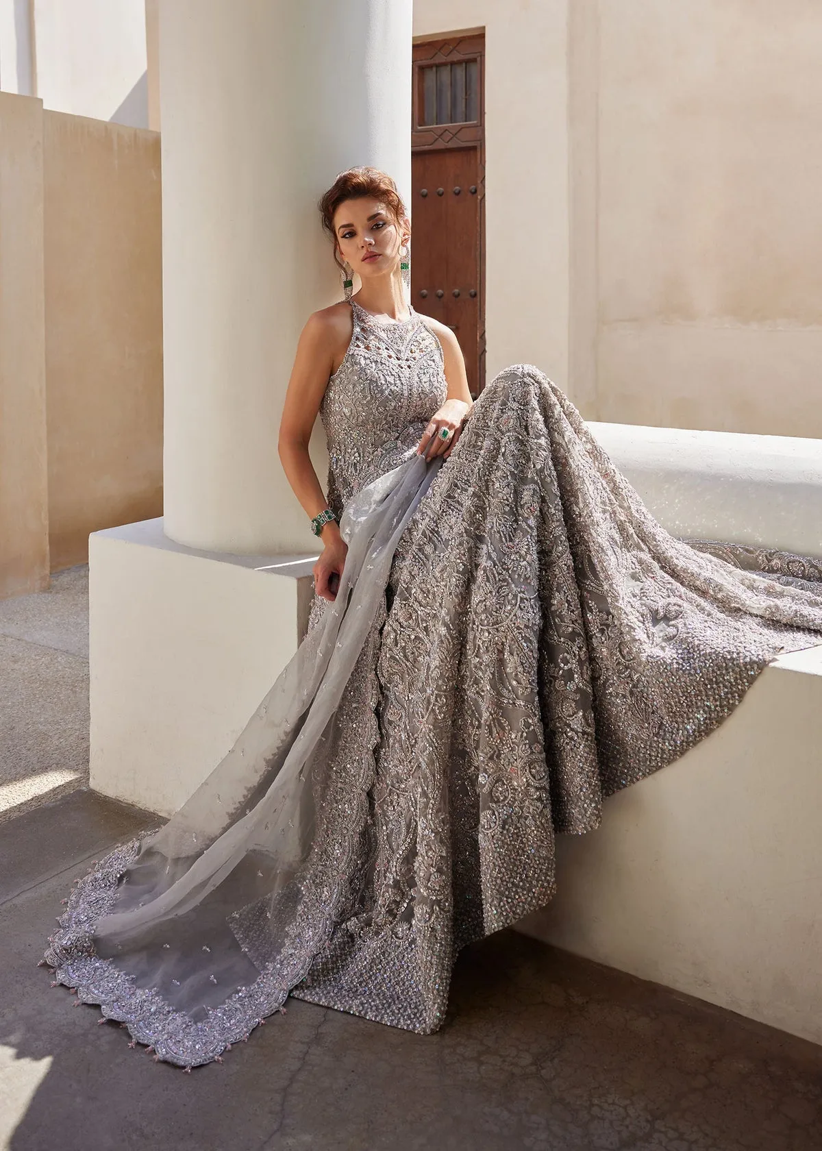 Royal Pakistani Bridal Gown and Dupatta Wedding Dress