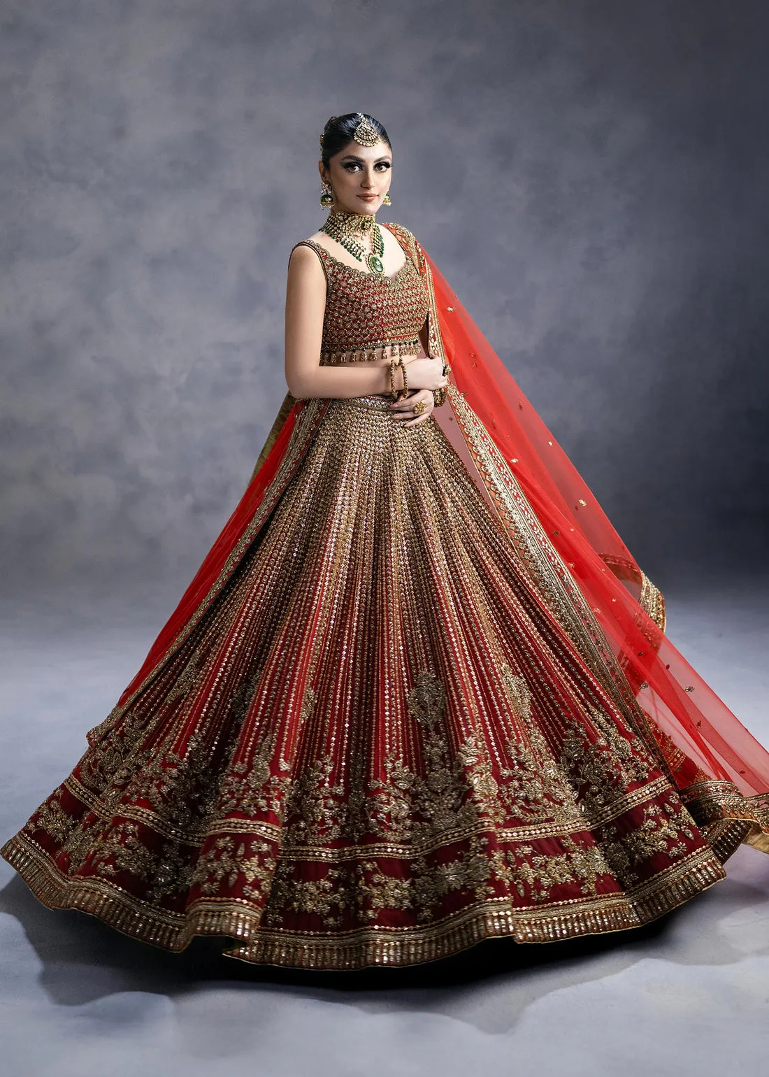 Royal Red Lehenga Choli Dupatta Bridal Wedding Dress