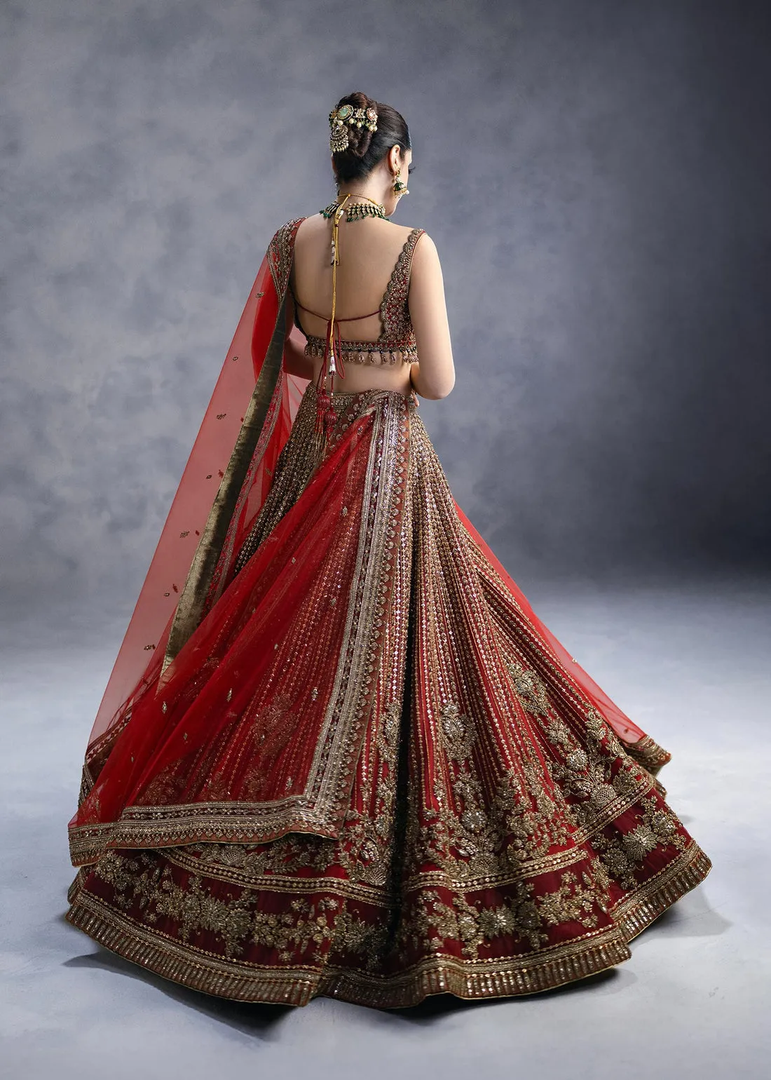 Royal Red Lehenga Choli Dupatta Bridal Wedding Dress