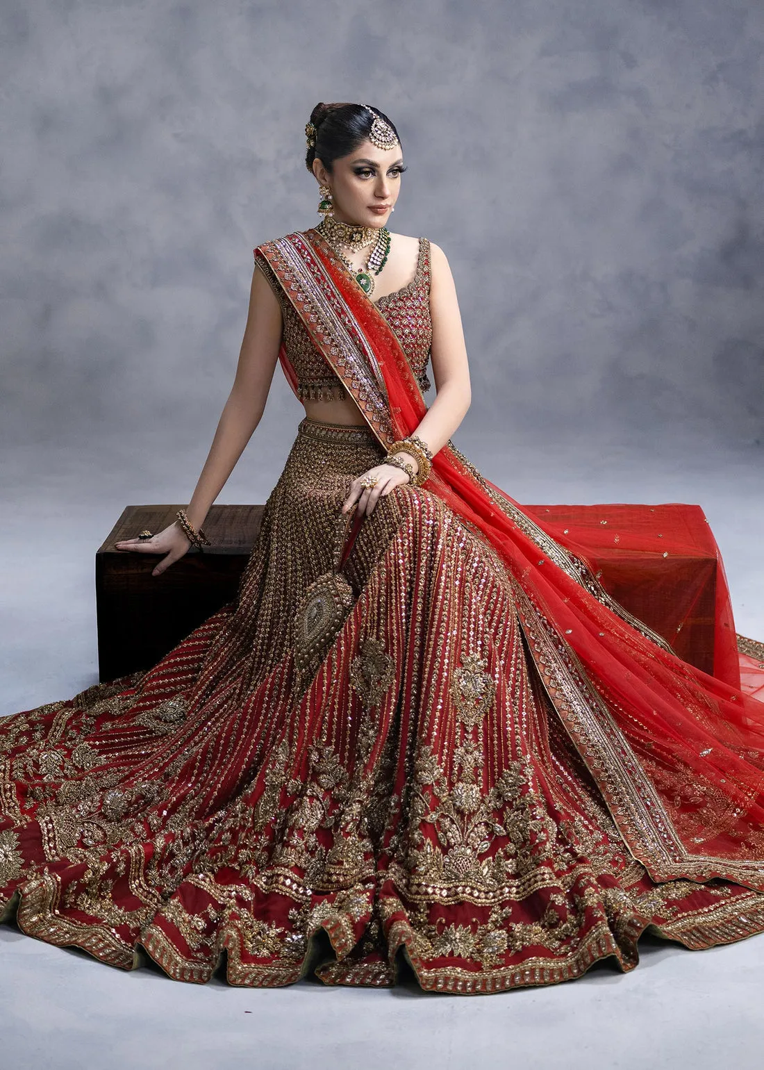 Royal Red Lehenga Choli Dupatta Bridal Wedding Dress