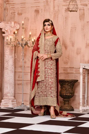 Royal Red Pakistani Gown Traditional Barat Dress #BS756