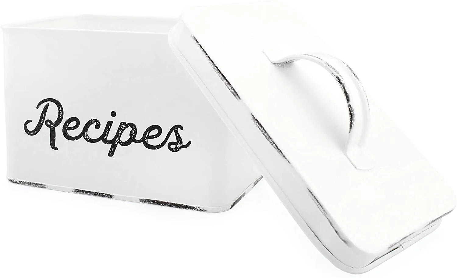 Rustic White Enamelware Recipe Box (Case of 30)