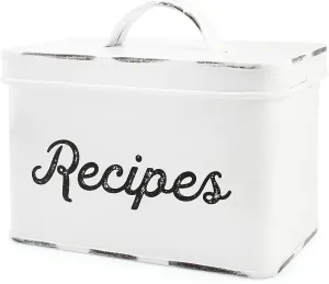 Rustic White Enamelware Recipe Box (Case of 30)