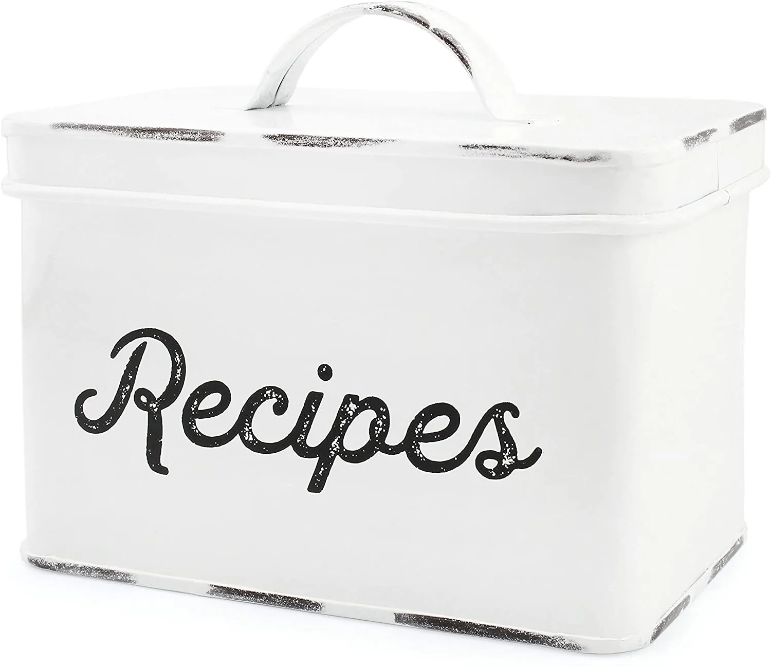 Rustic White Enamelware Recipe Box (Case of 30)