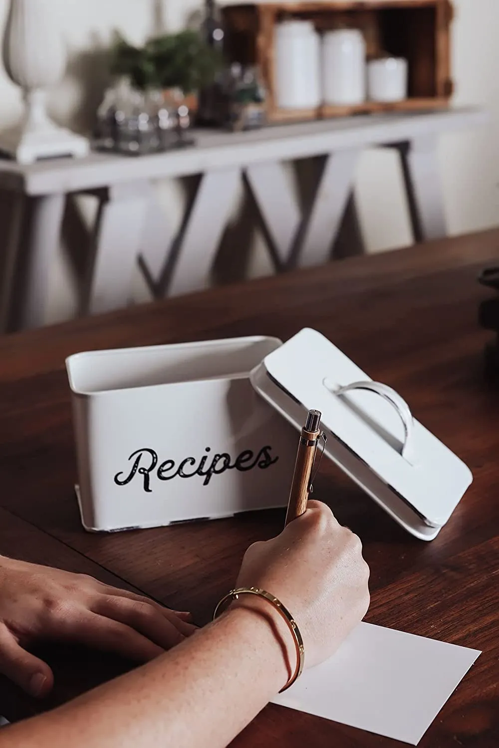 Rustic White Enamelware Recipe Box (Case of 30)