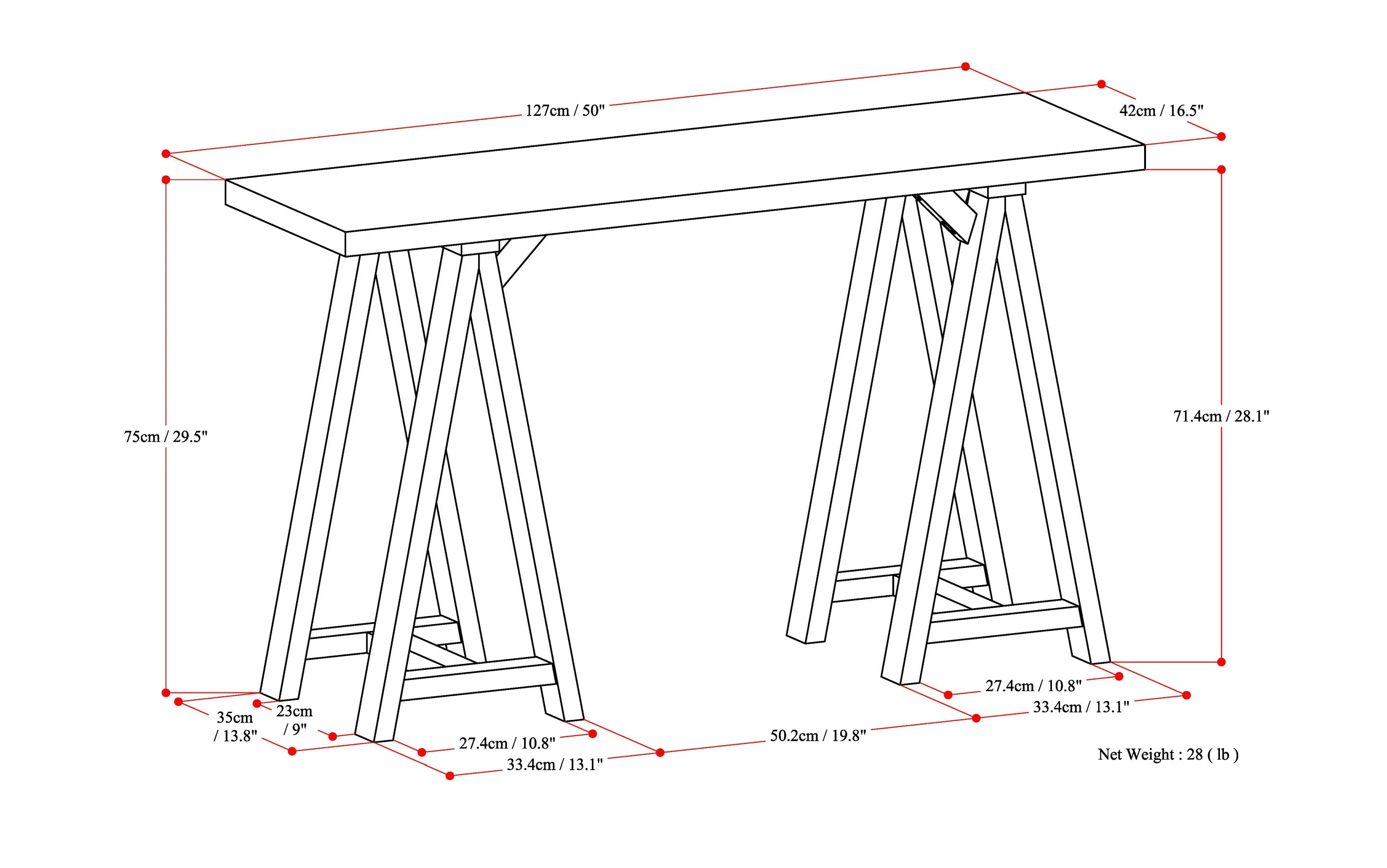 Sawhorse Console Table