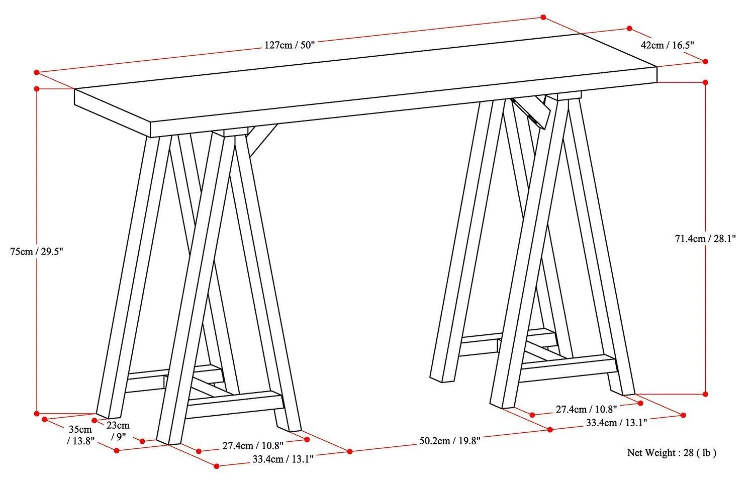 Sawhorse Console Table