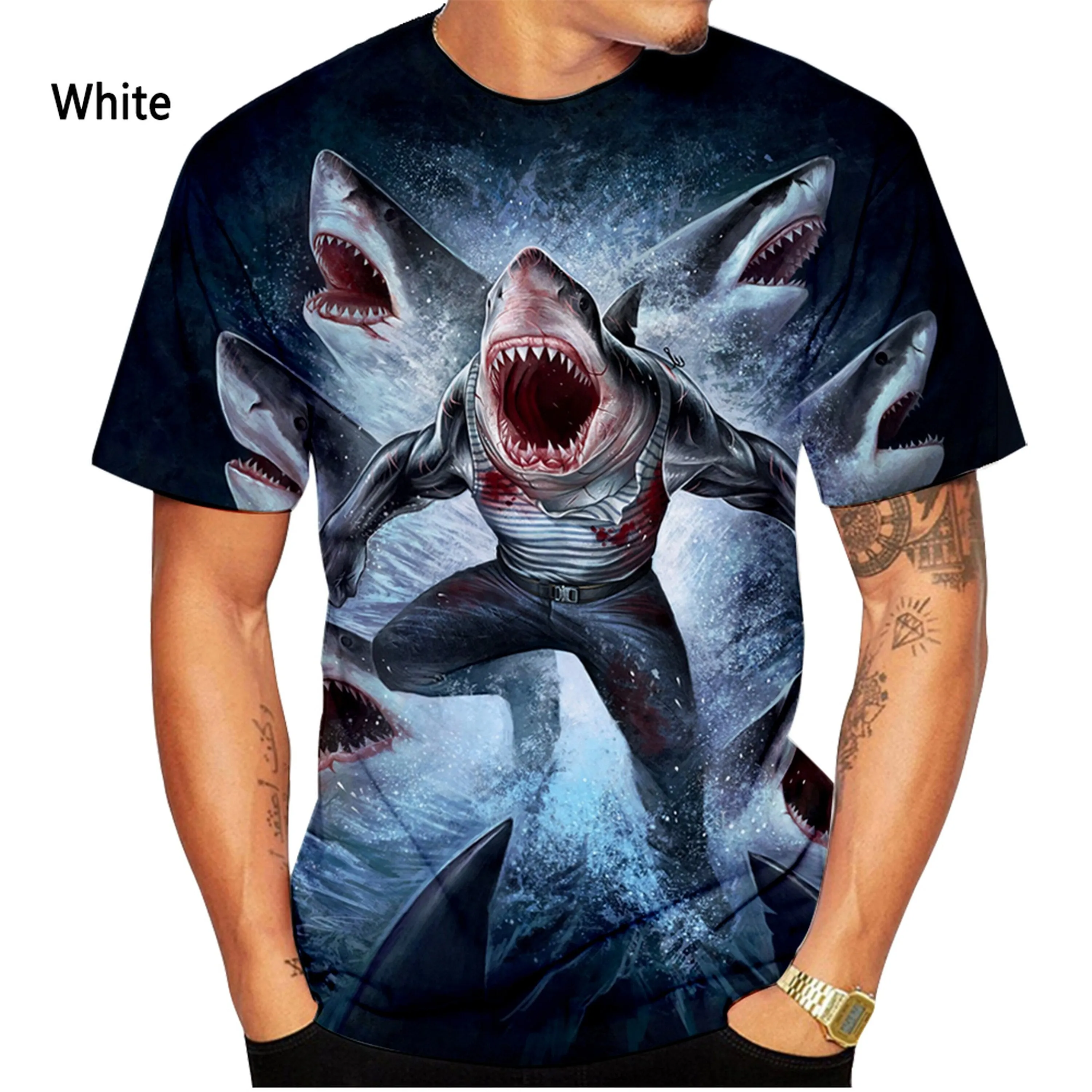 Scuba diving T-Shirt for Men | Shark 3D Print Casual T-shirt