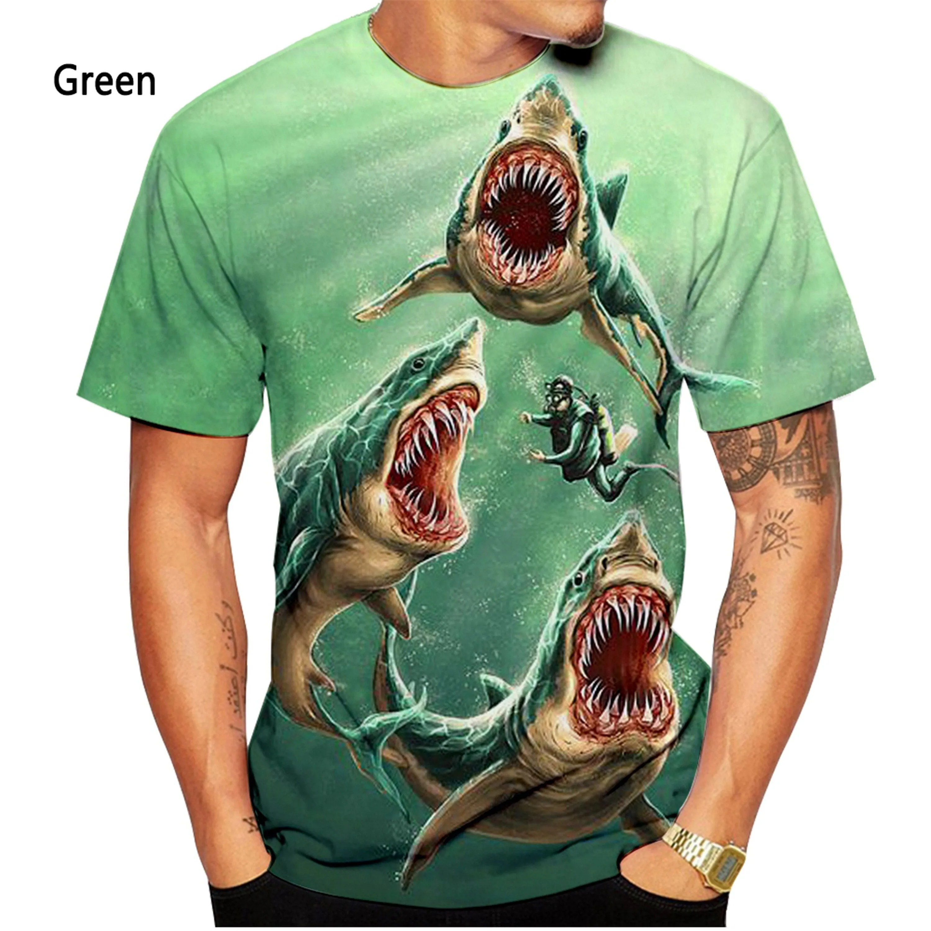 Scuba diving T-Shirt for Men | Shark 3D Print Casual T-shirt