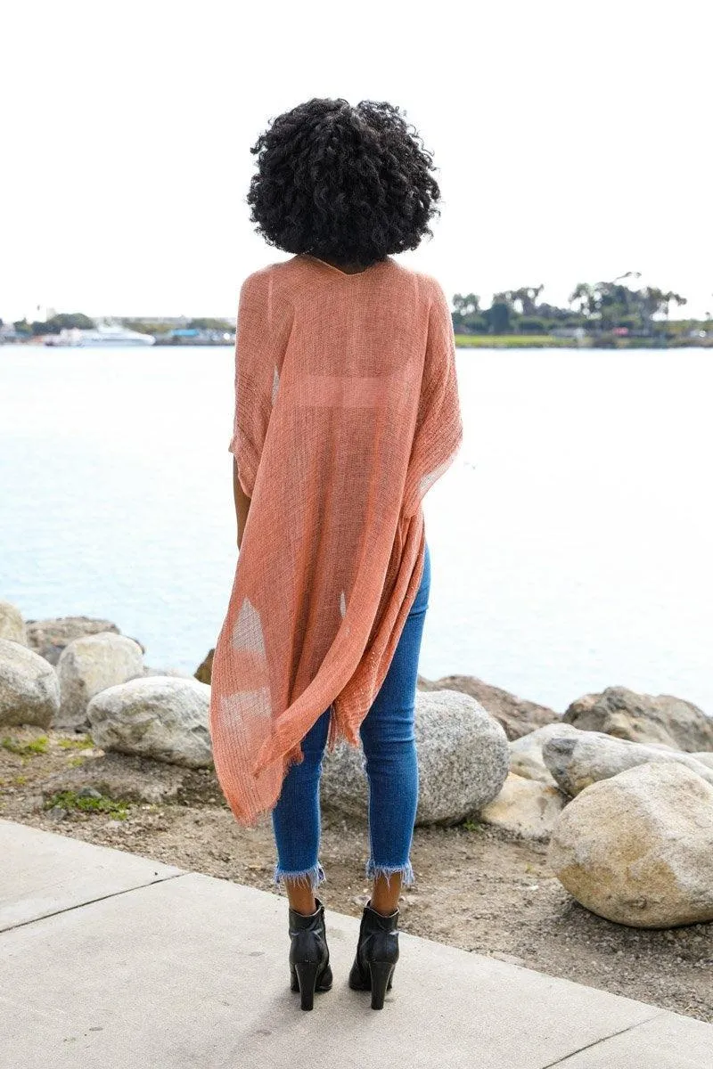 Sequin Border Frayed Kimono - 6 colors