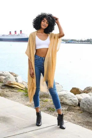 Sequin Border Frayed Kimono - 6 colors
