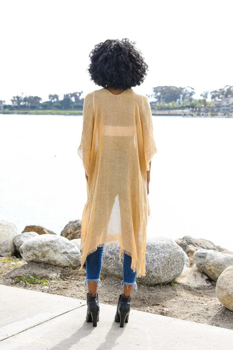 Sequin Border Frayed Kimono - 6 colors